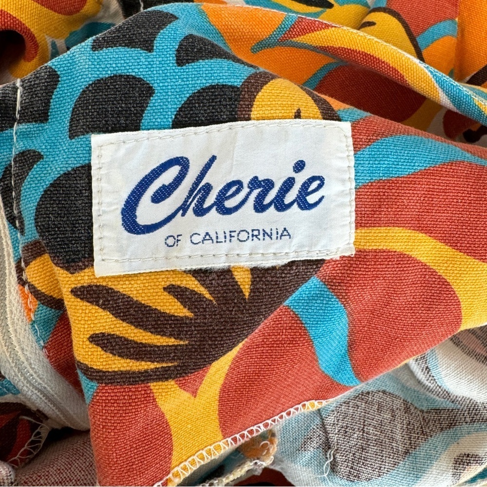Cherie of California women vintage 70s canvas hippie butterfly floral maxi dress - Picture 10 of 11